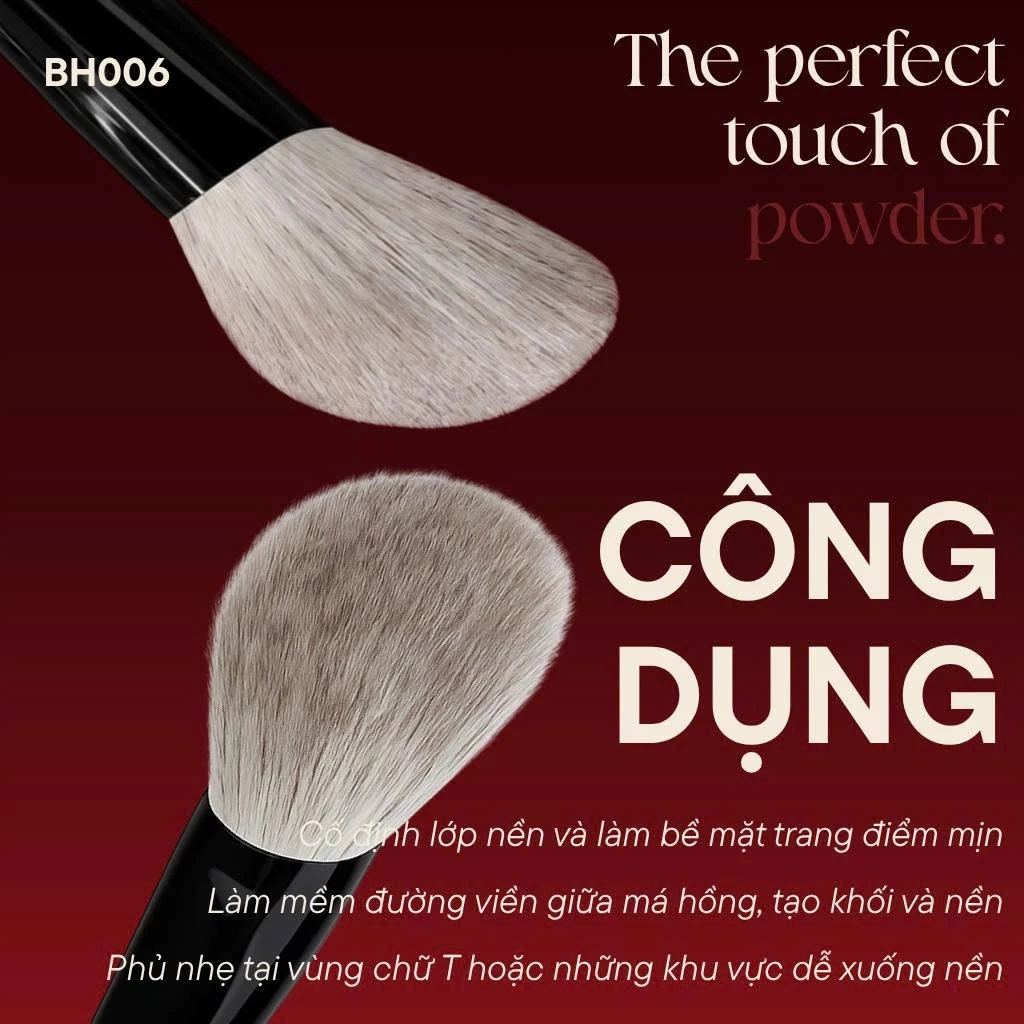 Cọ Trang Điểm Phấn Phủ Đầu Bung Xéo - Cọ Má Hồng Phấn BH Cosmetics Angled Contour Brush BH006